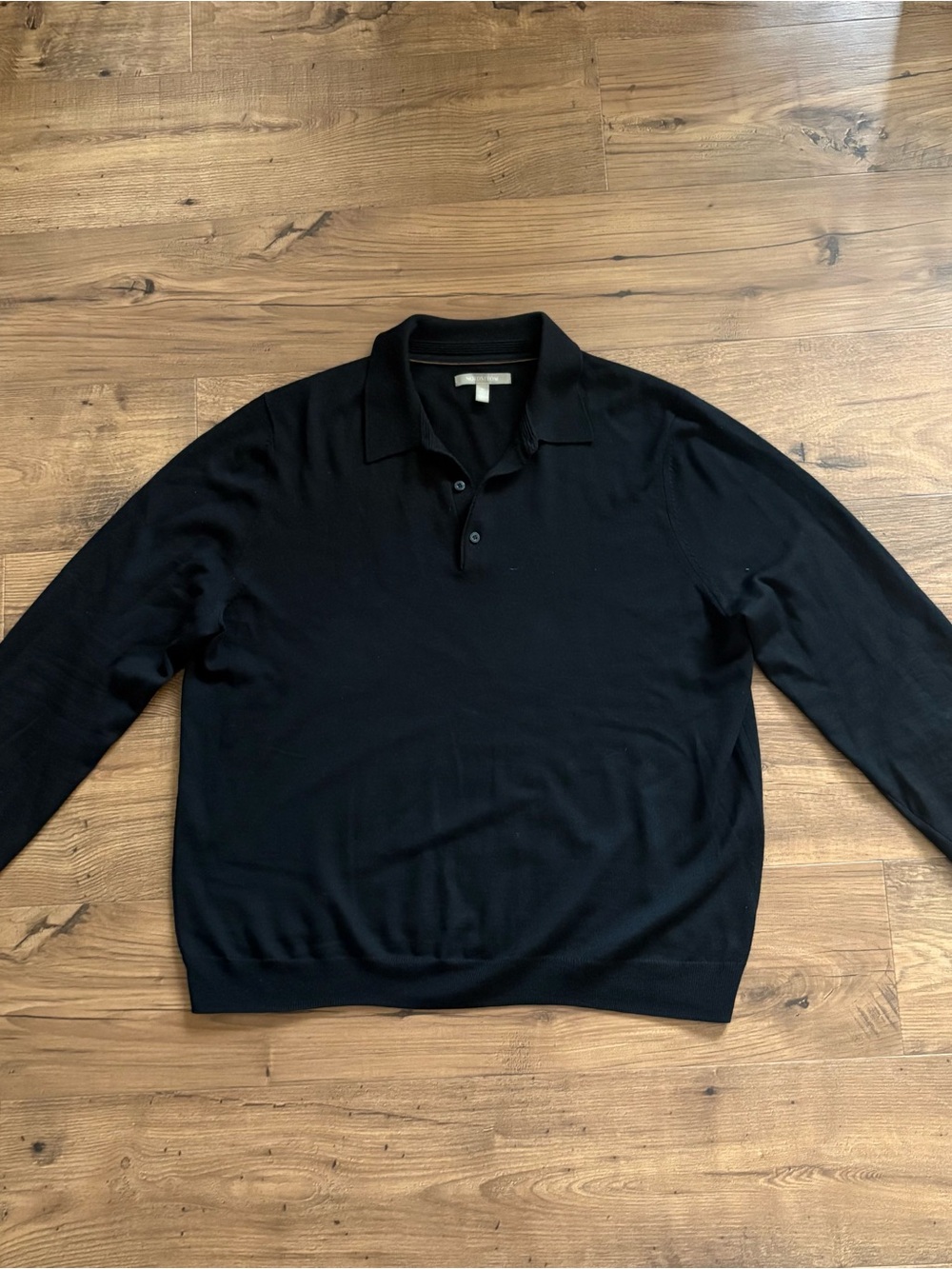 Nordstrom 100% Merino Wool Black Polo Sweater